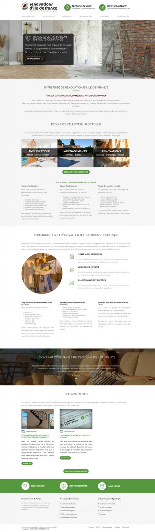 Realisation refonte site internet renovateur renovations idf